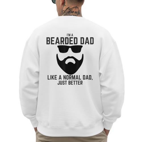 Bearded Dad Beard Humor Superhero Men's Sweatshirt Back Print - Father's Day Fun