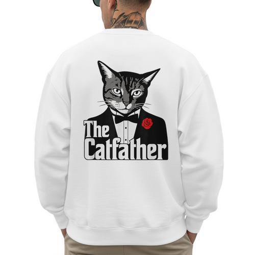 The Cat Father Cool Cat Dad Cat Lovers Men's Sweatshirt Back Print - Father's Day Fun