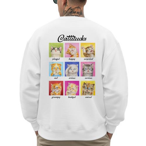 Cat Lover Cat Mom Cat Dad Crazy Cat Lady Cattitudes Men's Sweatshirt Back Print - Father's Day Fun