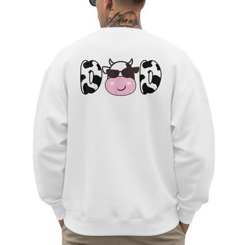 Dad Of The Birthday Girl Cow Daddy Papa Bday Matching Men's Sweatshirt Back Print - Father's Day Fun