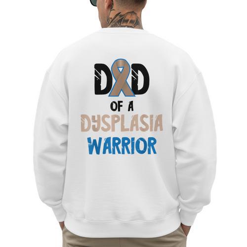 Dad Of A Hip Dysplasia Warrior Beige Blue Hip Dysplasia Men's Sweatshirt Back Print - Father's Day Fun