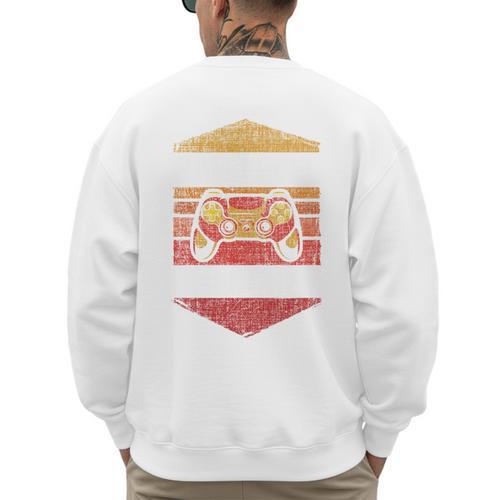 Dad Level Unlocked Gaming Gamer Father Video Games Men's Sweatshirt Back Print - Father's Day Fun