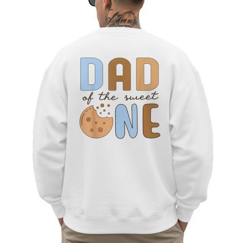 Dad Of The Sweet One Cookies And Milk 1st Birthday Party Men's Sweatshirt Back Print - Father's Day Fun
