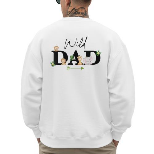 Dad Of The Wild One Zoo Birthday Safari Jungle Animal Men's Sweatshirt Back Print - Father's Day Fun