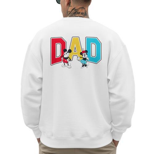 Disney Mickey And Friends Mickey Minnie Dad Collegiate Logo Men's Sweatshirt Back Print - Father's Day Fun