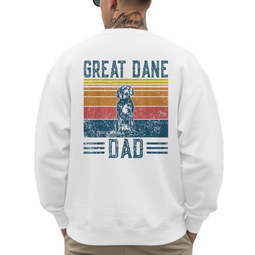 Dog Dad Vintage Great Dane Dad Men Women Kids Men's Sweatshirt Back Print - Father's Day Fun
