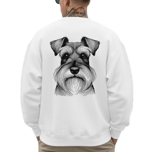 Dog Fingerprint Miniature Schnauzer Dad Mom Men's Sweatshirt Back Print - Father's Day Fun