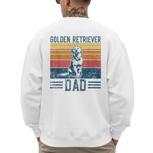 Dog Golden Dad Vintage Golden Retriever Dad Small Men's Sweatshirt Back Print - Father's Day Fun