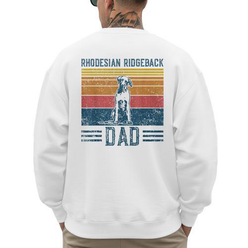 Dog Ridgeback Dad Vintage Rhodesian Ridgeback Dad Men's Sweatshirt Back Print - Father's Day Fun