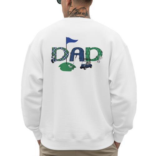 Golf Dad Hole In One Golf First Birthday Boy Party Men's Sweatshirt Back Print - Father's Day Fun