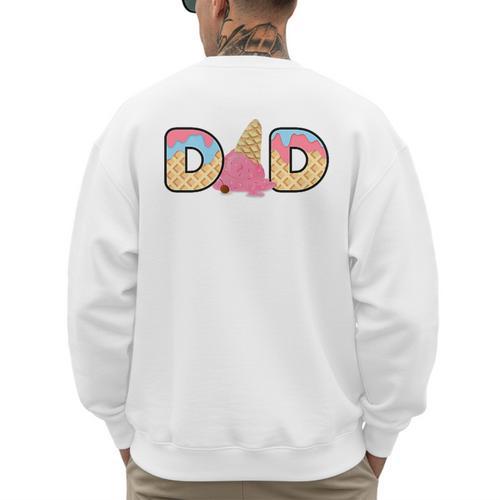 Ice Cream Dad 1st Birthday Matching Family Men's Sweatshirt Back Print - Father's Day Fun