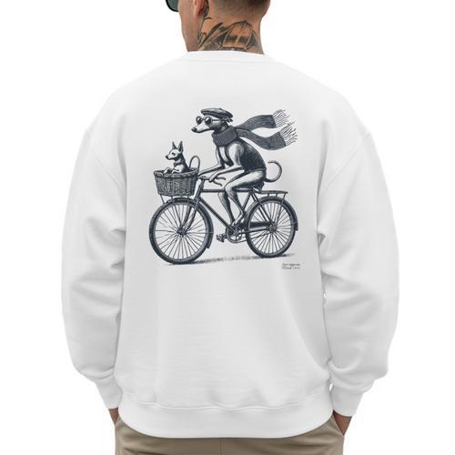 Italian Greyhound Whippet Bicycle Cycling Dog Mom Iggy Dad Men's Sweatshirt Back Print - Father's Day Fun