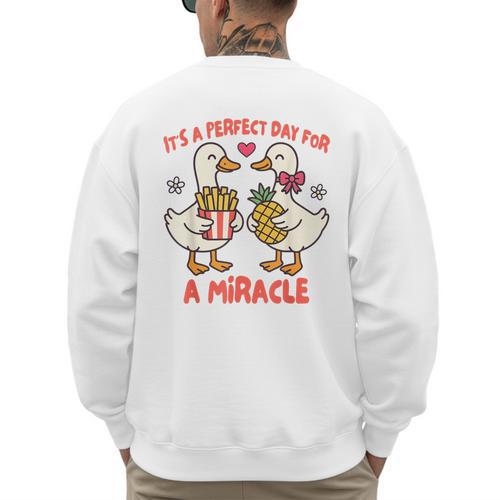 IVF Mom Dad Embryo Transfer Day It's A Day For A Miracle Men's Sweatshirt Back Print - Father's Day Fun