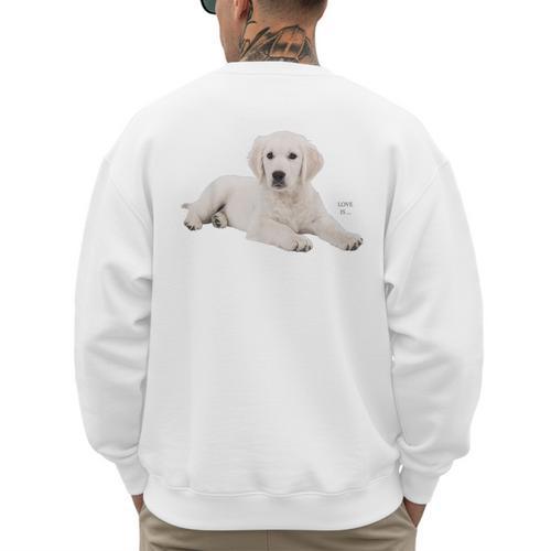 Labrador Retriever Shirt Yellow Love Lab Mom Dog Dad Men's Sweatshirt Back Print - Father's Day Fun