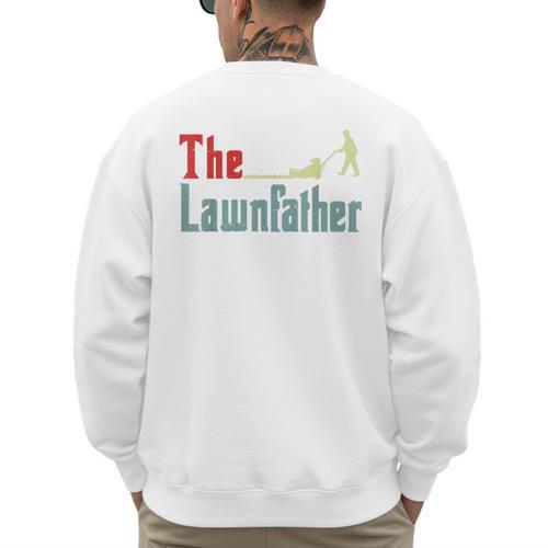 Lawn Mowing Lawnfather Dad Lawn Mower Gardening Men's Sweatshirt Back Print - Father's Day Fun