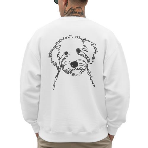 Line Art Dad Mom Dog Sheepadoodle Men's Sweatshirt Back Print - Father's Day Fun