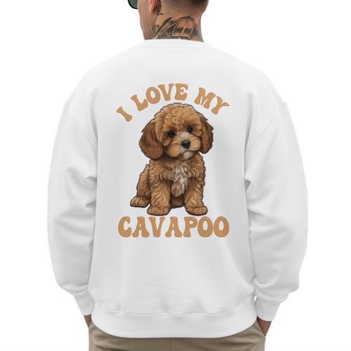 I Love My Cavapoo For Mom Dad Kids Men's Sweatshirt Back Print - Father's Day Fun
