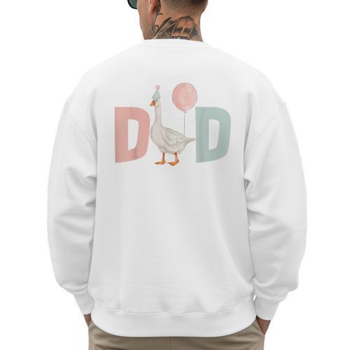 One Silly Goose Dad 1st First Birthday Family Matching Party Men's Sweatshirt Back Print - Father's Day Fun