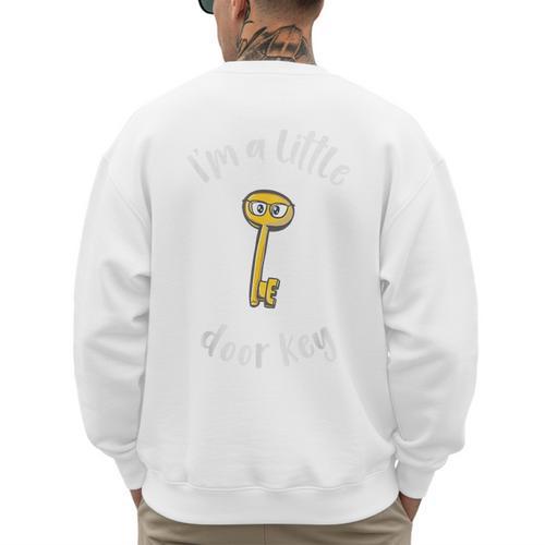 Pun Tshirt I'm A Little Door Key Bad Pun Dad Jokes Men's Sweatshirt Back Print - Father's Day Fun