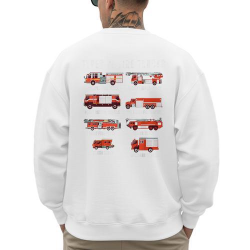 Toddler Boy Types Of FireTruck Firefighter Baby Dad Fireman Men's Sweatshirt Back Print - Father's Day Fun