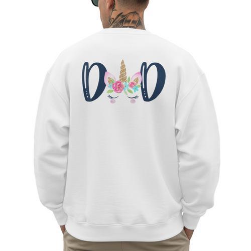 Unicorn Dad Birthday Shirt Matching Family Party Tee T-Shirt Men's Sweatshirt Back Print - Father's Day Fun