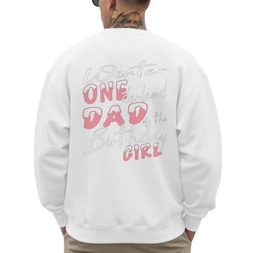 Winter Onederland 1st Birthday Theme Dad Of Birthday Girl Men's Sweatshirt Back Print - Father's Day Fun