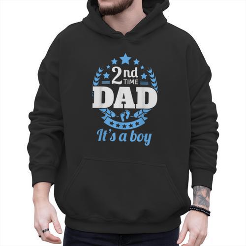 2nd Time Dad It's A Boy Dad Again Second Baby Announce Men Hoodie - Father's Day Fun