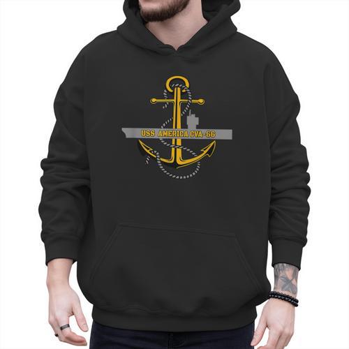 Aircraft Carrier USS America CVA-66 Veterans Day Dad Son Boy Men Hoodie - Father's Day Fun