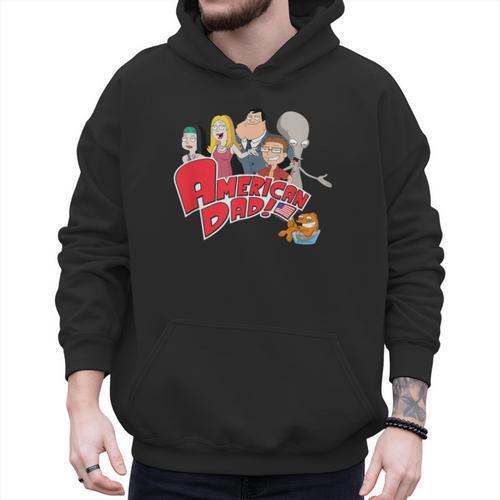 American Dad Show Logo With Family Cartoon Men Hoodie - Father's Day Fun