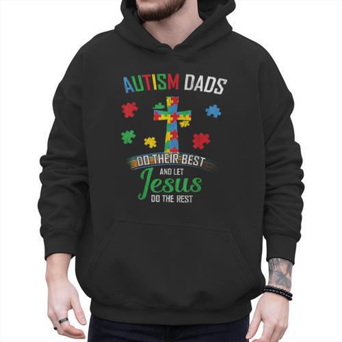 Autism Dad Son Father Autistic Kid Awareness Jesus Christian Men Hoodie - Father's Day Fun