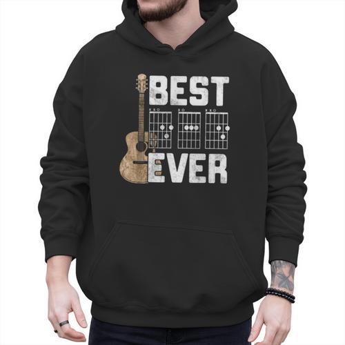 Best Dad Ever Guitarist Father D-A-D Chord Guitar Men Hoodie - Father's Day Fun