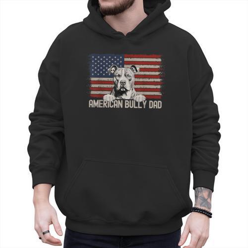 Best Dog Dad Ever American Flag American Bully Dad Men Hoodie - Father's Day Fun