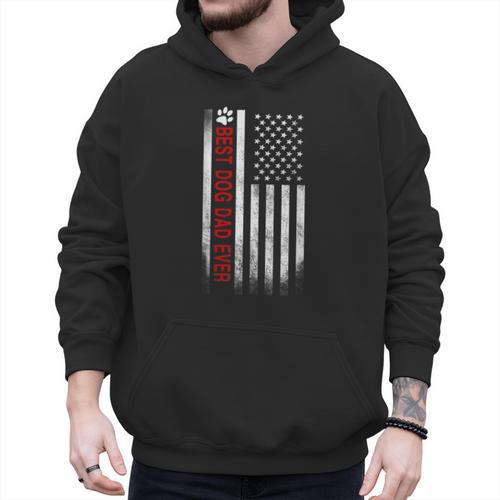 Best Dog Dad Ever American Flag For Best Father Men Hoodie - Father's Day Fun