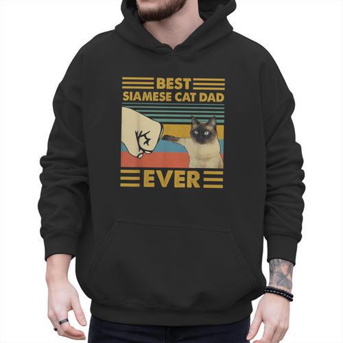 Best Siamese Cat Dad Ever Retro Vintage Sunset Men Hoodie - Father's Day Fun