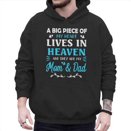 A Big Piece Of My Heart Lives In Heaven My Mom And Dad Men Hoodie - Father's Day Fun