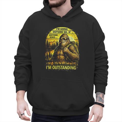 Bigfoot Outdoor Hiking Dad Joke Im Outstanding Sasquatch Men Hoodie - Father's Day Fun