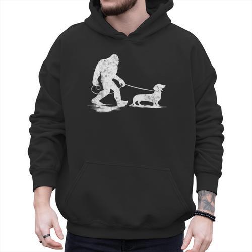 Bigfoot Walking Dachshund Tee Wiener Dog Dad Men Hoodie - Father's Day Fun