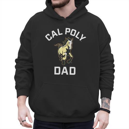 Cal Poly Mustangs Arched Dad Men Hoodie - Father's Day Fun
