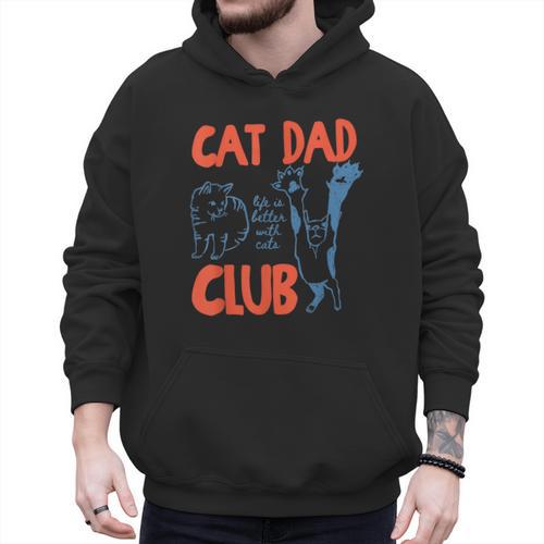 Cat Dad Club Life Is Better With Cats Cat Dad Retro Men Hoodie - Father's Day Fun