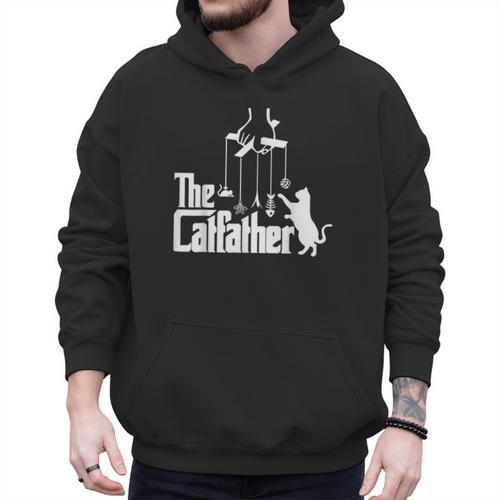Cat Dad Life The Catfather Fathers Day Vintage Men Hoodie - Father's Day Fun
