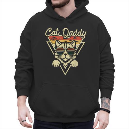 Cat Daddy Retro Sunglasses Cat Fur Dad Papa Vintage Cat Dad Men Hoodie - Father's Day Fun