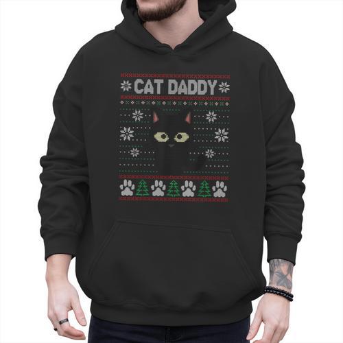 Cat Daddy Ugly Christmas Sweater Pajama Kitty Cat Lover Xmas Men Hoodie - Father's Day Fun