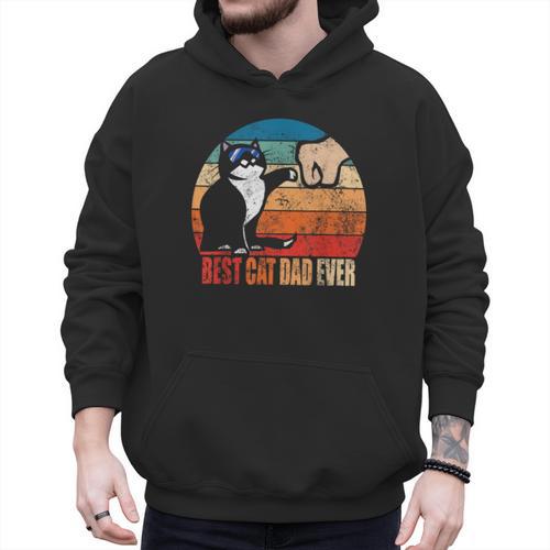 Cat Loving Daddy Fathers Day Mens None Best Cat Dad Ever Paw Fist Bump Fathers Day Tee T Shirt Small US Men Hoodie - Father's Day Fun