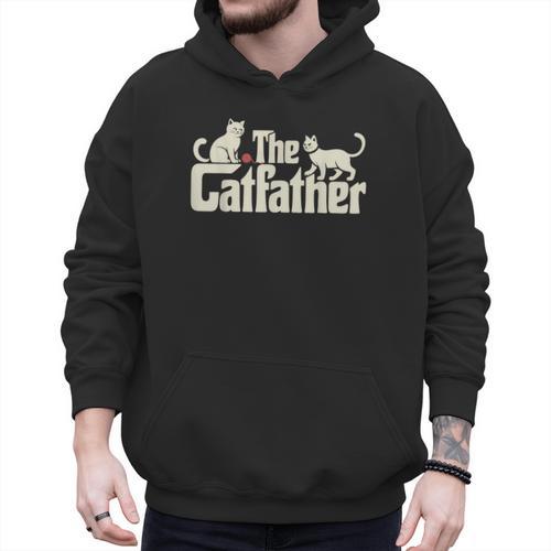 The Catfather Cat Dad Father's Day Cat Lover Men Hoodie - Father's Day Fun