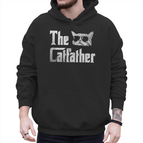 The Catfather Cool Cat Daddy Glasses Men Hoodie - Father's Day Fun