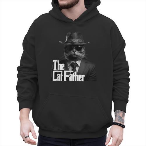 The Catfather Fathersday Best Birthday Cat Dad Men Hoodie - Father's Day Fun
