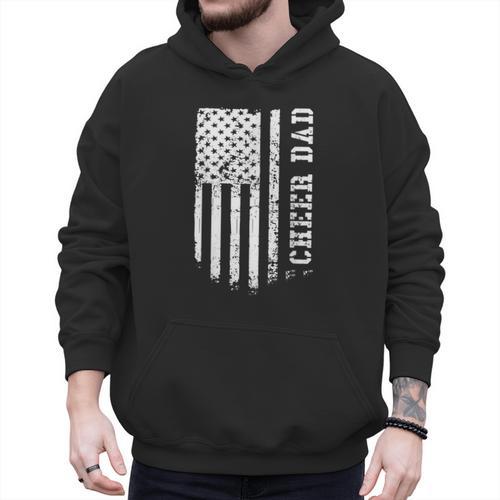 Cheer Dad Cheerleading American Flag Fathers Day Cheerleader Men Hoodie - Father's Day Fun