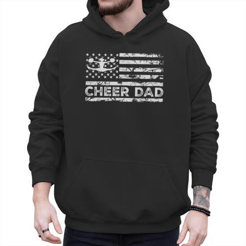 Cheer Dad Cheerleading American Flag Proud Cheer Father Men Hoodie - Father's Day Fun