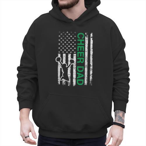 Cheer Dad Flag Green Cheerleading Men Hoodie - Father's Day Fun