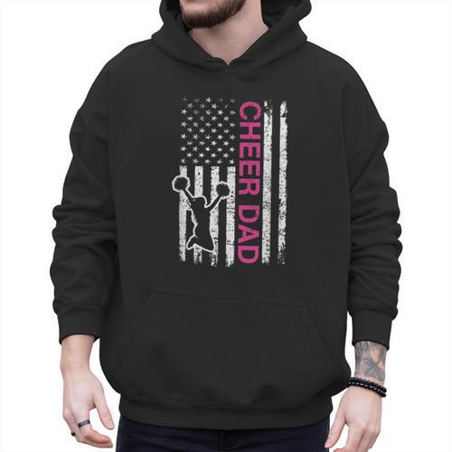 Cheer Dad Flag Pink Cheerleading Men Hoodie - Father's Day Fun